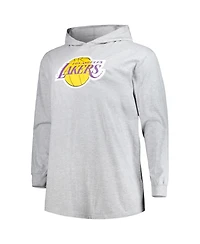 Men's Fanatics Heather Gray Los Angeles Lakers Big and Tall Pullover Hoodie
