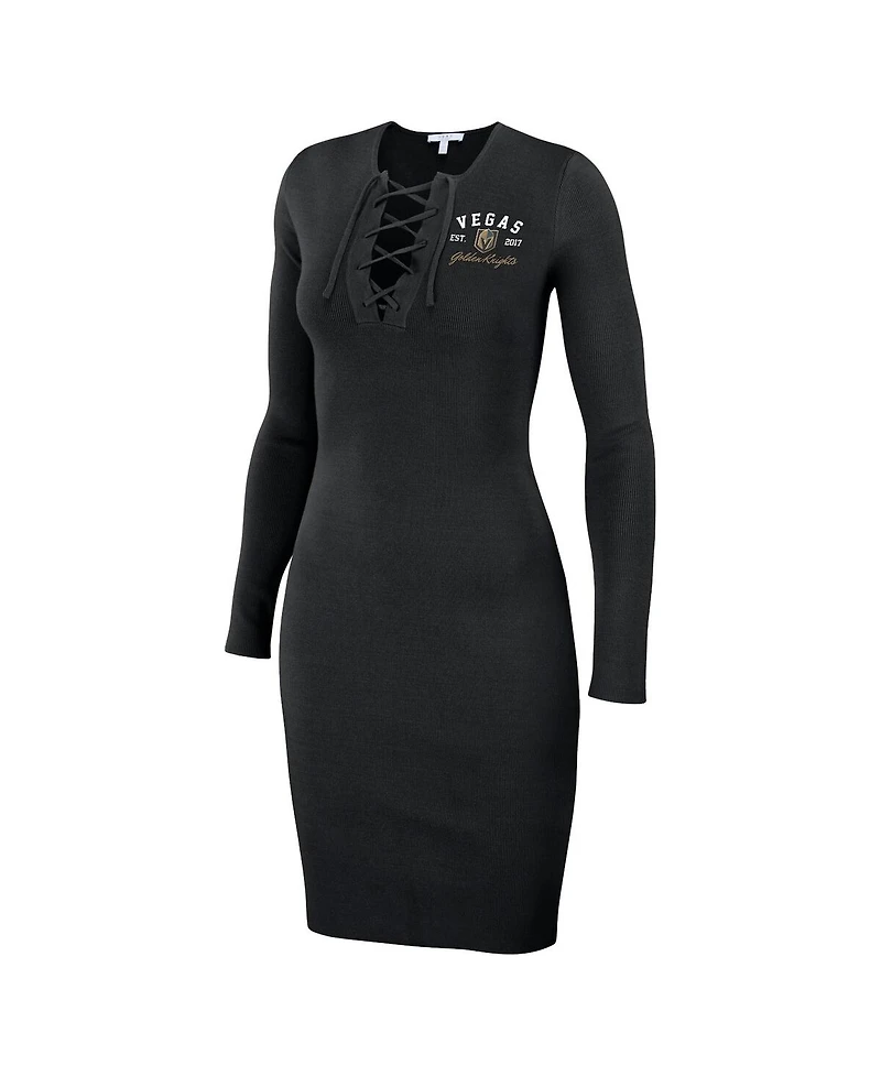 Women's Wear by Erin Andrews Black Vegas Golden Knights Lace-Up Dress
