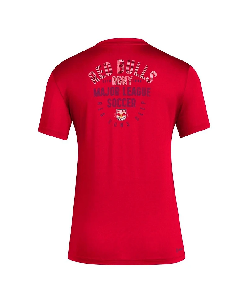 Women's adidas Red New York Red Distressed Bulls Local Stoic T-shirt