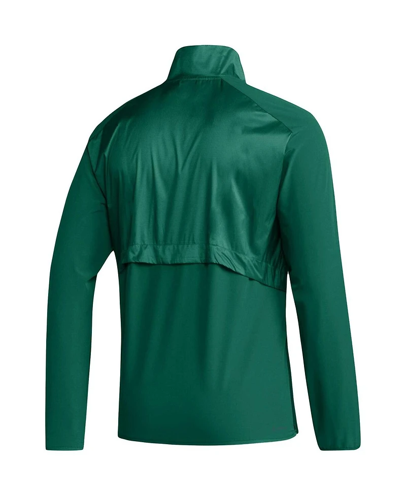 Men's adidas Green Miami Hurricanes Sideline Aeroready Raglan Sleeve Quarter-Zip Jacket
