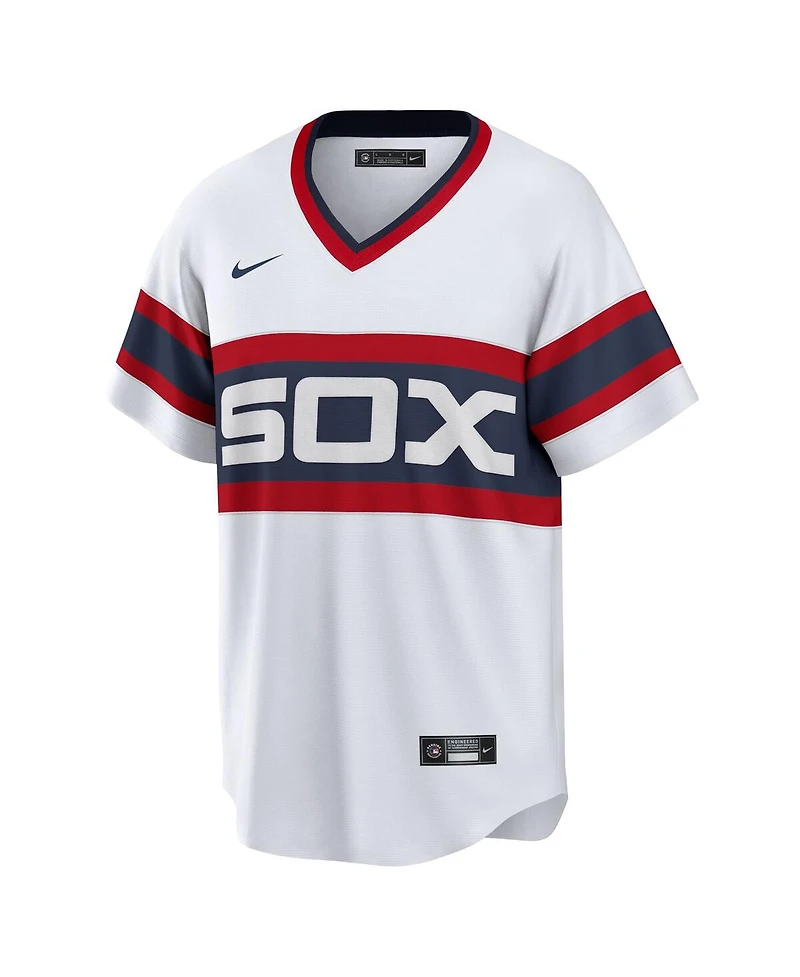 Men's Nike Carlton Fisk White Distressed Chicago Sox Home Cooperstown Collection Team Player Jersey