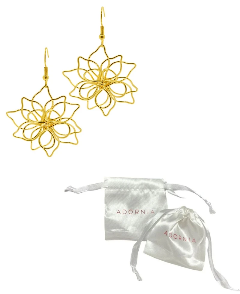 Adornia 14K Gold-Plated Wire Flower Earrings