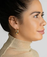 Adornia 14K Gold-Plated Domed Oval Hoop Earrings
