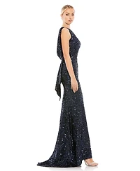 Women's Ieena Sequined Sleeveless Draped Cowl Back Gown