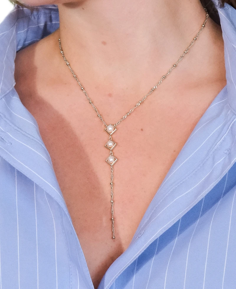 Sterling Forever Gold-Tone or Silver-Tone Freshwater Pearls Reine Lariat Necklace