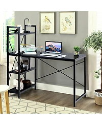 Slickblue 47.5 Inch Writing Study Computer Desk with 4-Tier Shelves