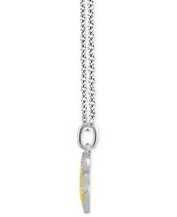 Disney Wonder Fine Jewelry Diamond & Enamel Winnie the Pooh & Honeybee 18" Pendant Necklace (1/6 ct. t.w.) in Sterling Silver