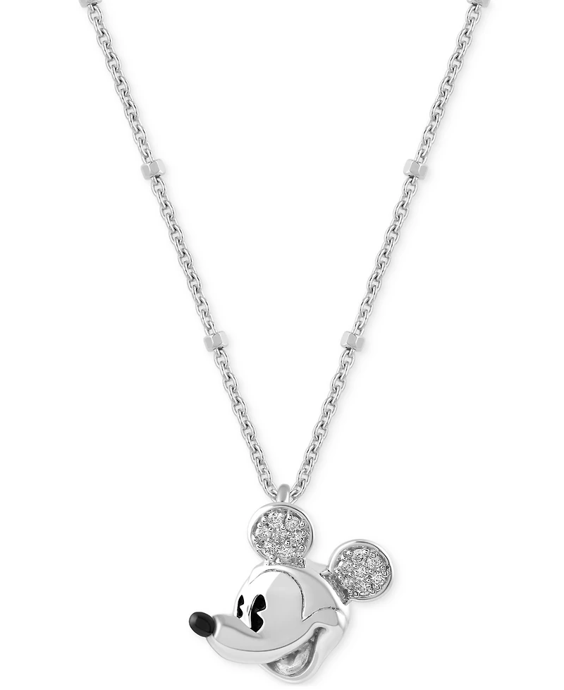 Disney Wonder Fine Jewelry Diamond Mickey Mouse 18" Pendant Necklace (1/20 ct. t.w.) in Sterling Silver