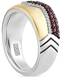 Marvel Wonder Fine Jewelry Garnet (3/4 ct. t.w.) & Diamond (1/10 Ironman Ring Sterling Silver Gold-Plate