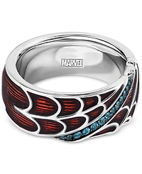 Marvel Wonder Fine Jewelry Men's London Blue Topaz (1/6 ct. t.w.) & Red Enamel Spiderman Web Ring in Sterling Silver