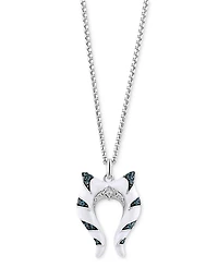 Star Wars Wonder Fine Jewelry London Blue Topaz (1/5 ct. t.w.) & Diamond Accent Enamel Ahsoka Star Wars 18" Pendant Necklace in Sterling Silver