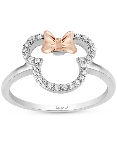 Disney Wonder Fine Jewelry Diamond Minnie Mouse Silhouette Ring (1/6 ct. t.w.) in Sterling Silver & Rose Gold-Plate