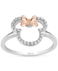 Disney Wonder Fine Jewelry Diamond Minnie Mouse Silhouette Ring (1/6 ct. t.w.) in Sterling Silver & Rose Gold-Plate
