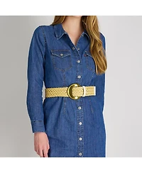 Levi's Women's Fully Adjustable Raffia Belt with Statement Buckle