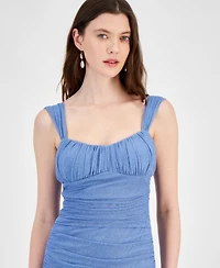 City Studios Juniors' Ruched Glitter Bodycon Dress