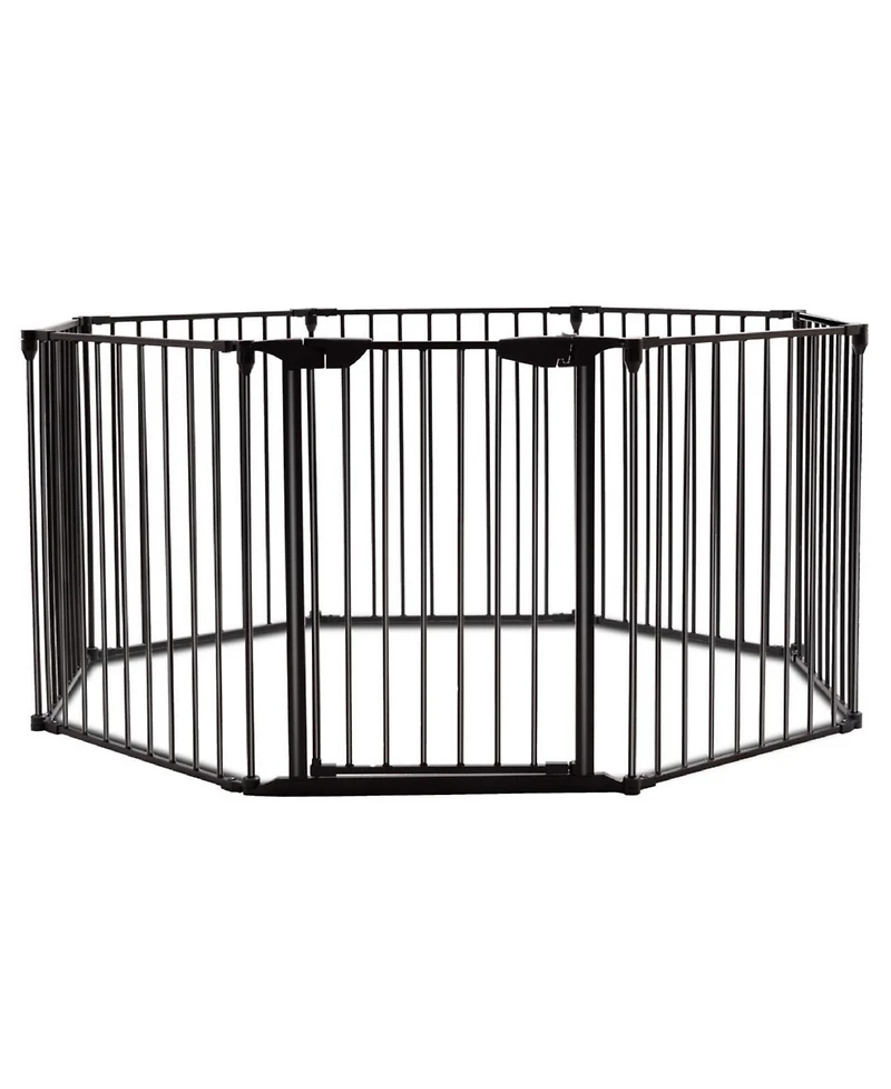Slickblue Girls 8 Panel Metal Gate Pet Fence Safe Playpen Barrier-Black