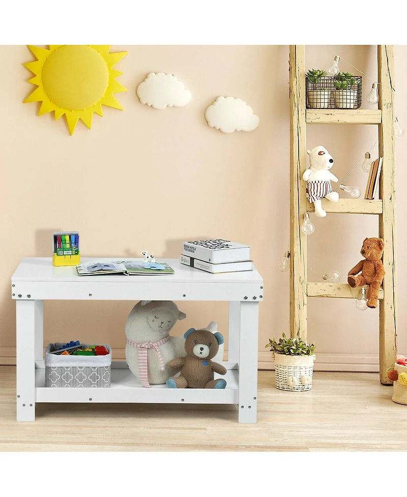 Slickblue Kids Solid Multifunctional Wood Activity Play Table