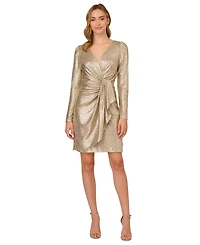 Adrianna Papell Women's Foiled Long-Sleeve Dress