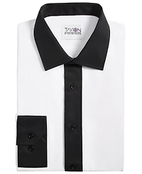 Tayion Collection Men's Slim-Fit Black Trim Solid Dress Shirt