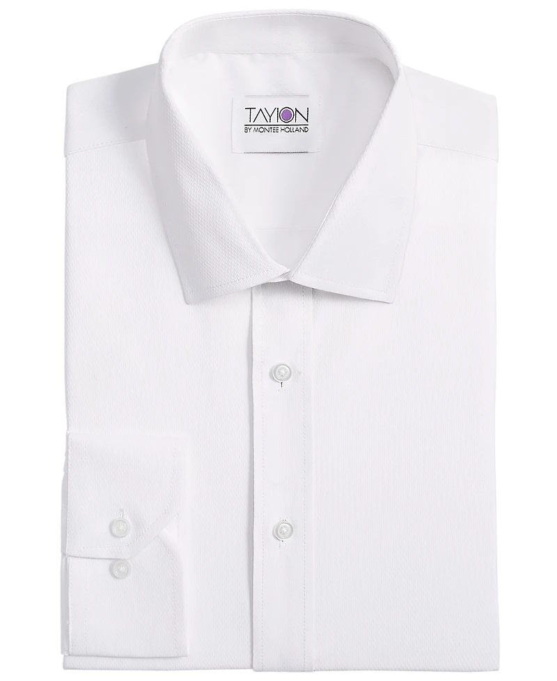 Tayion Collection Men's Slim-Fit Gold Trim Solid Dress Shirt