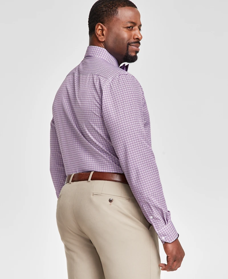 Tayion Collection Men's Slim-Fit Plaid Dress Shirt