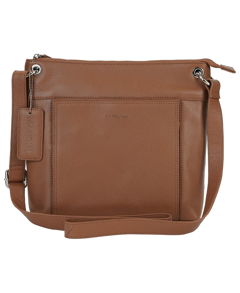 Mancini Pebble Trish Leather Crossbody Handbag with Organizer