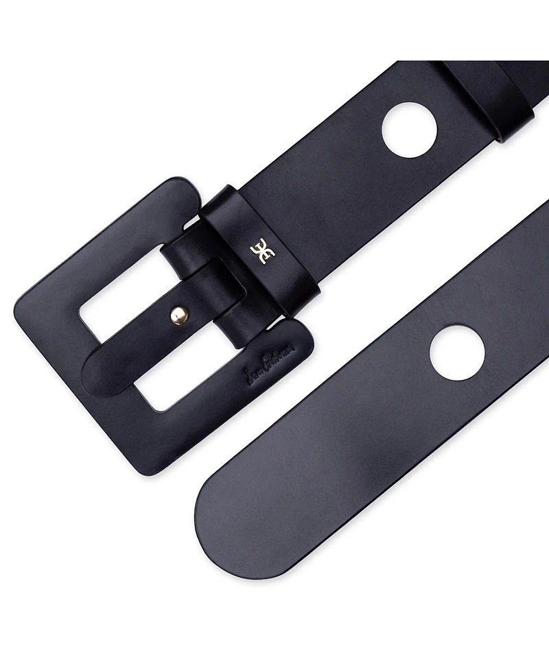 Sam Edelman Women's Perforated Leather Belt with Leather Covered Buckle