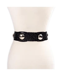 Sam Edelman Women's Western Leather Braided Concho Belt