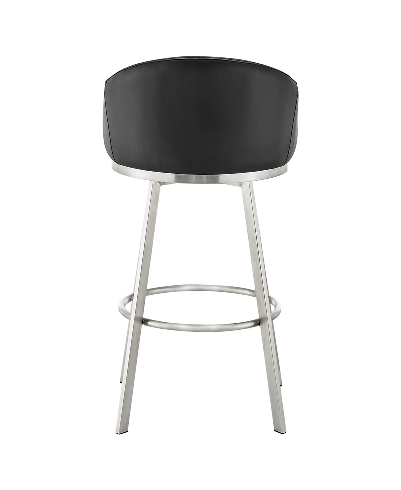 Armen Living Eleanor 30" Swivel Bar Stool in Brushed Stainless Steel with Faux Leather