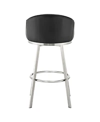 Armen Living Eleanor 30" Swivel Bar Stool in Brushed Stainless Steel with Faux Leather