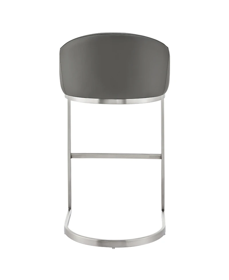 Armen Living Katherine 26" Counter Stool in Brushed Stainless Steel with Faux Leather