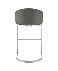 Armen Living Katherine 26" Counter Stool in Brushed Stainless Steel with Faux Leather