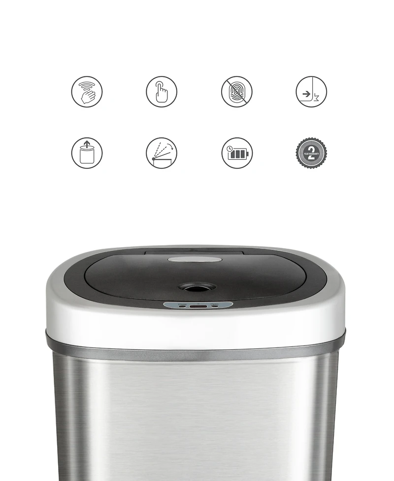 Ninestars Rectangular Motion Sensor Trash Can 13.2 Gallon