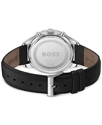 Hugo Boss Men's Chronograph Avery Black Leather Strap Watch 42mm