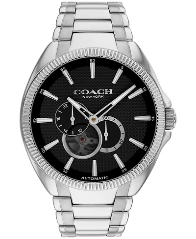 Coach Men's Automatic Jackson Silver-Tone Stainless Steel Watch 45mm