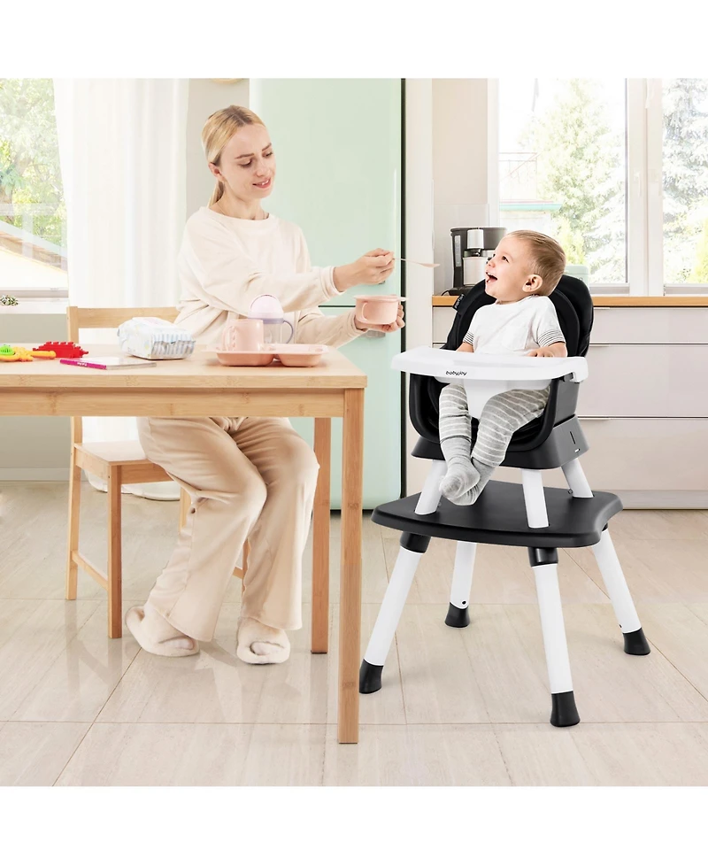 Slickblue Kids 6-in-1 Convertible Baby High Chair with Adjustable Removable Tray