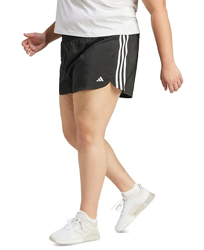 adidas Plus Size Pacer Training 3-Stripes Woven High-Rise Shorts