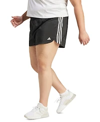 adidas Plus Size Pacer Training 3-Stripes Woven High-Rise Shorts