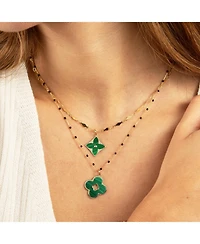 The Lovery Malachite Clover Cut Out Charm 14K Gold