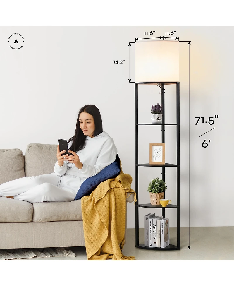 Atamin Alvis Edge - Corner Shelf Floor Lamp, Led Bulb Included
