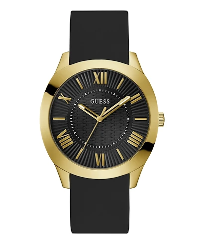 Guess Men's Analog Black Silicone Watch, 44mm