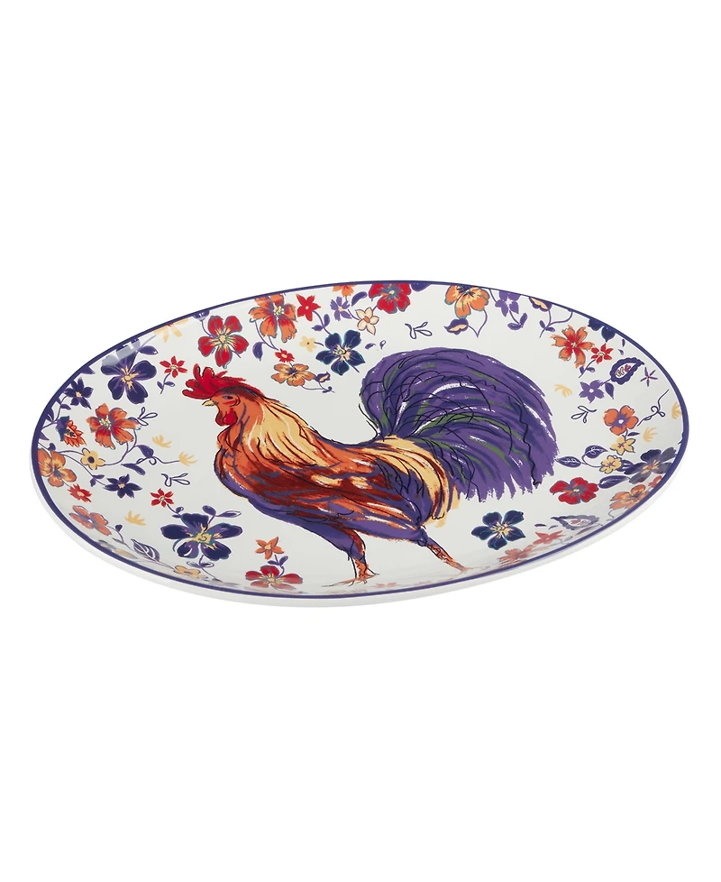 Certified International Morning Rooster Oval Platter