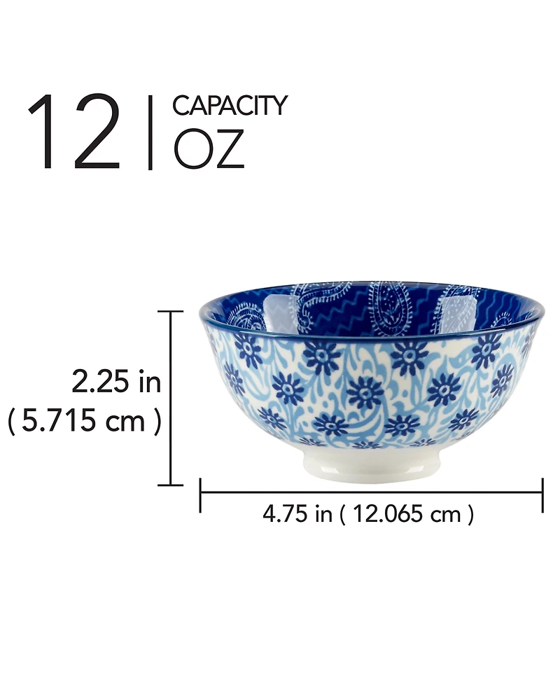 Certified International Carnival Blue Set of 6 All Purpose Bowl, 4.75" 6 Asst