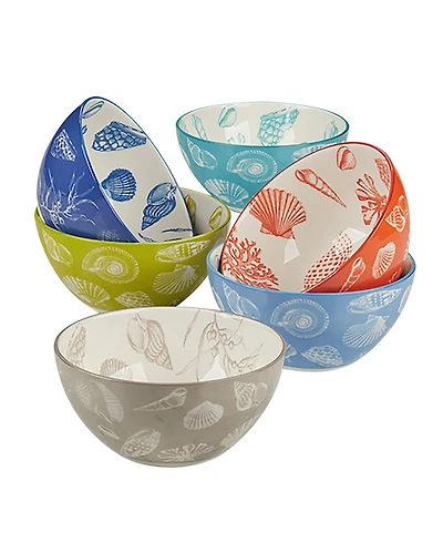 Certified International Seaside Set of 6 All Purpose Bowl, 6.25" 6 Asst