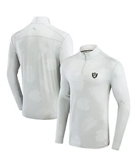 Men's Tommy Bahama Gray Las Vegas Raiders Delray Frond IslandZone Quarter-Zip Sweatshirt