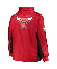 Men's Mitchell & Ness Red Chicago Bulls Big and Tall Hardwood Classics Team Og 2.0 Anorak Hoodie Quarter-Zip Windbreaker Jacket