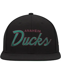 Men's Mitchell & Ness Black Anaheim Ducks Core Team Script 2.0 Snapback Hat
