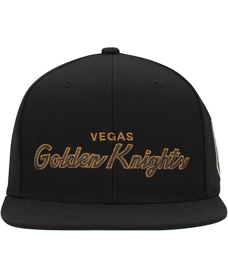 Men's Mitchell & Ness Black Vegas Golden Knights Core Team Script 2.0 Snapback Hat