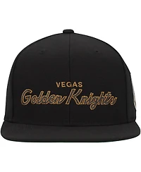 Men's Mitchell & Ness Black Vegas Golden Knights Core Team Script 2.0 Snapback Hat