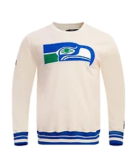 Men's Pro Standard Cream Seattle Seahawks Retro Classics Fleece Pullover Sweatshirt